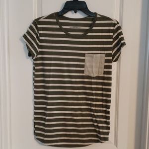 Motherhood Maternity Tee - Green Striped XS
